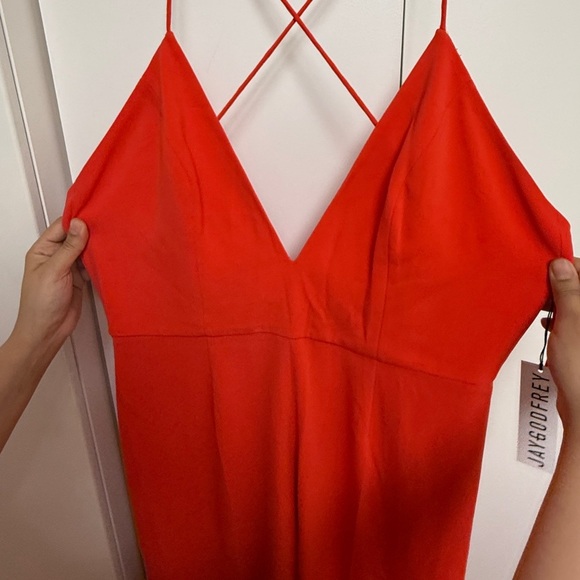 Elegant Red Jumpsuit - Picture 6 of 11